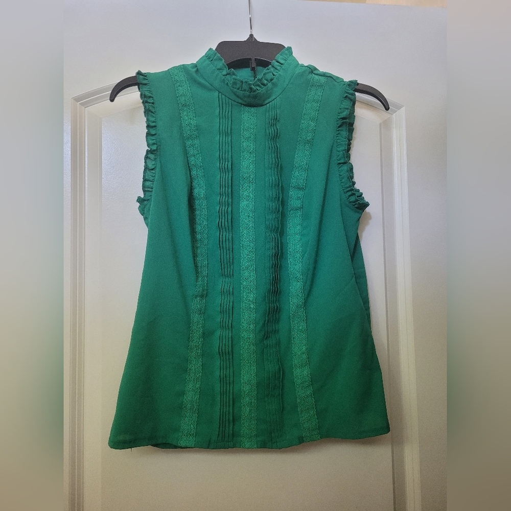 Green Tank Top Blouse - L
